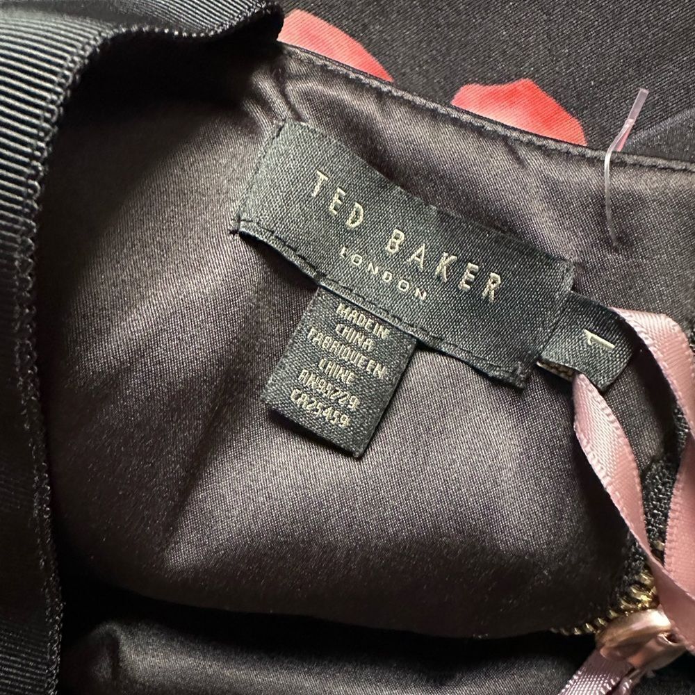 Ted Baker Dress Meric Juxtapose Rose Midi New Black Red Adjustable Straps Size 4 - Picture 12 of 14